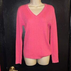 NWT Tommy Hilfiger, 100% cotton,pink lightweight cable knit sweater. Size S.